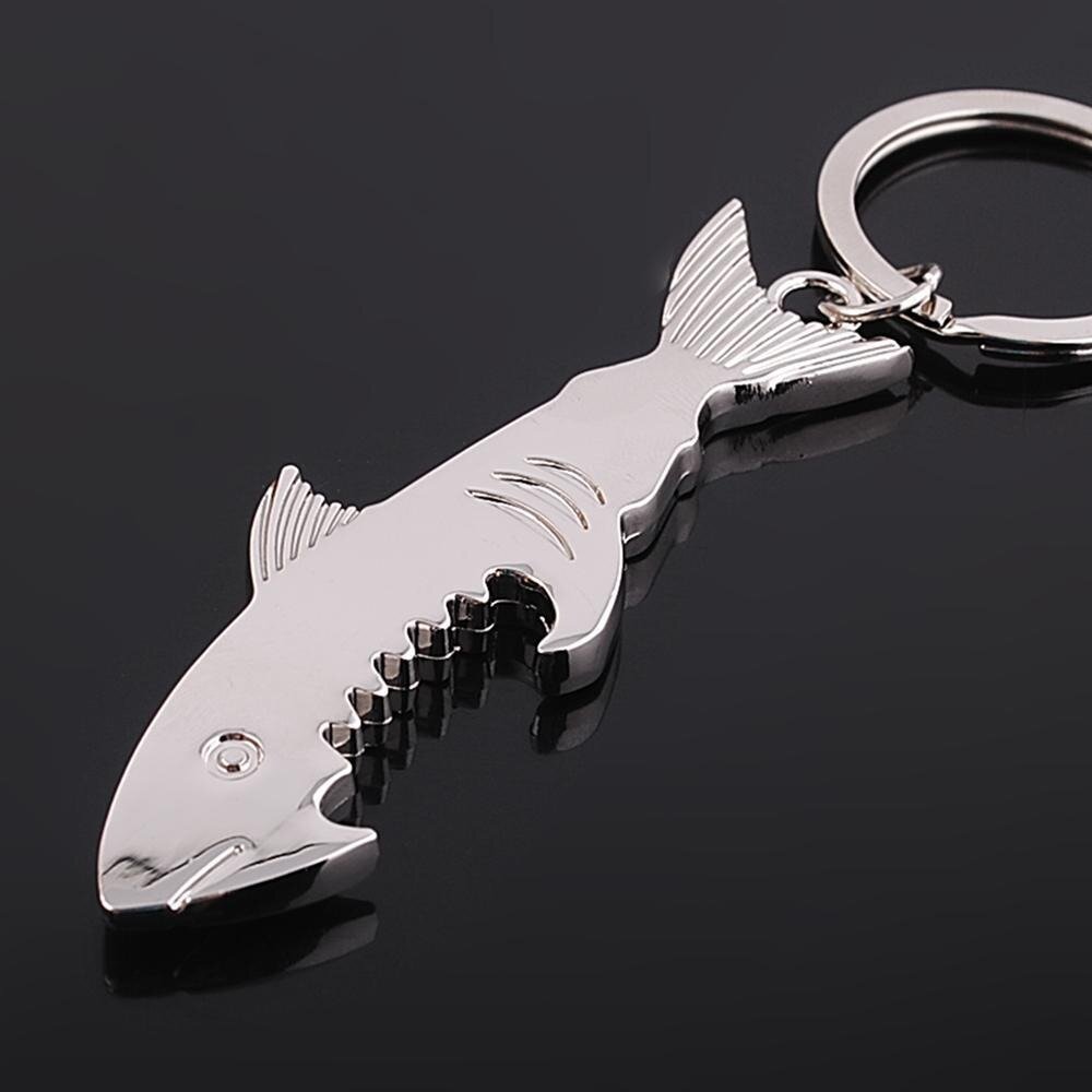 Cutely Shark Glossy Keychain Sliver Metal Bottle Opener Mini Multi Functional Keychain