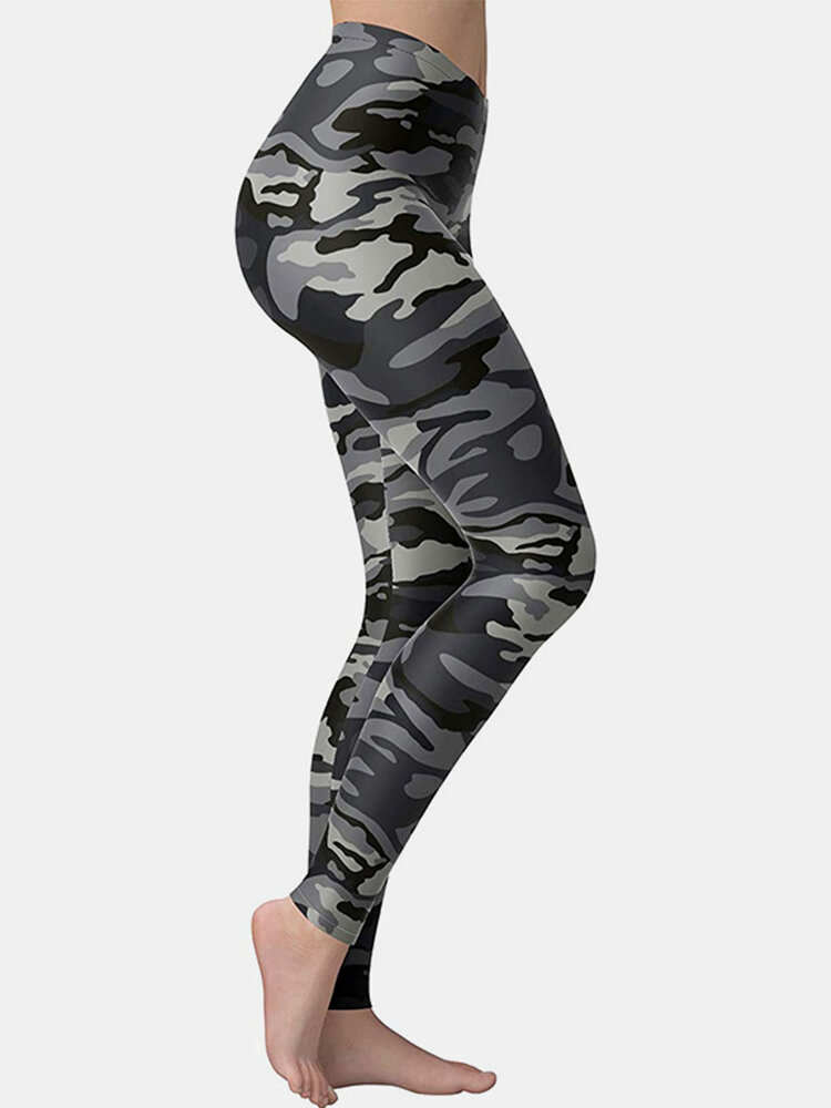 

Tiktok Camo Print High Waist Sports Yoga Leggings, Black