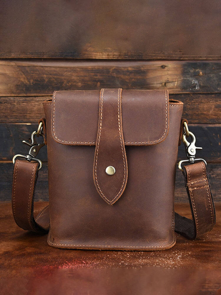 Men Genuine Leather Vintage Business Shoulder Bag Crossbody Bag
