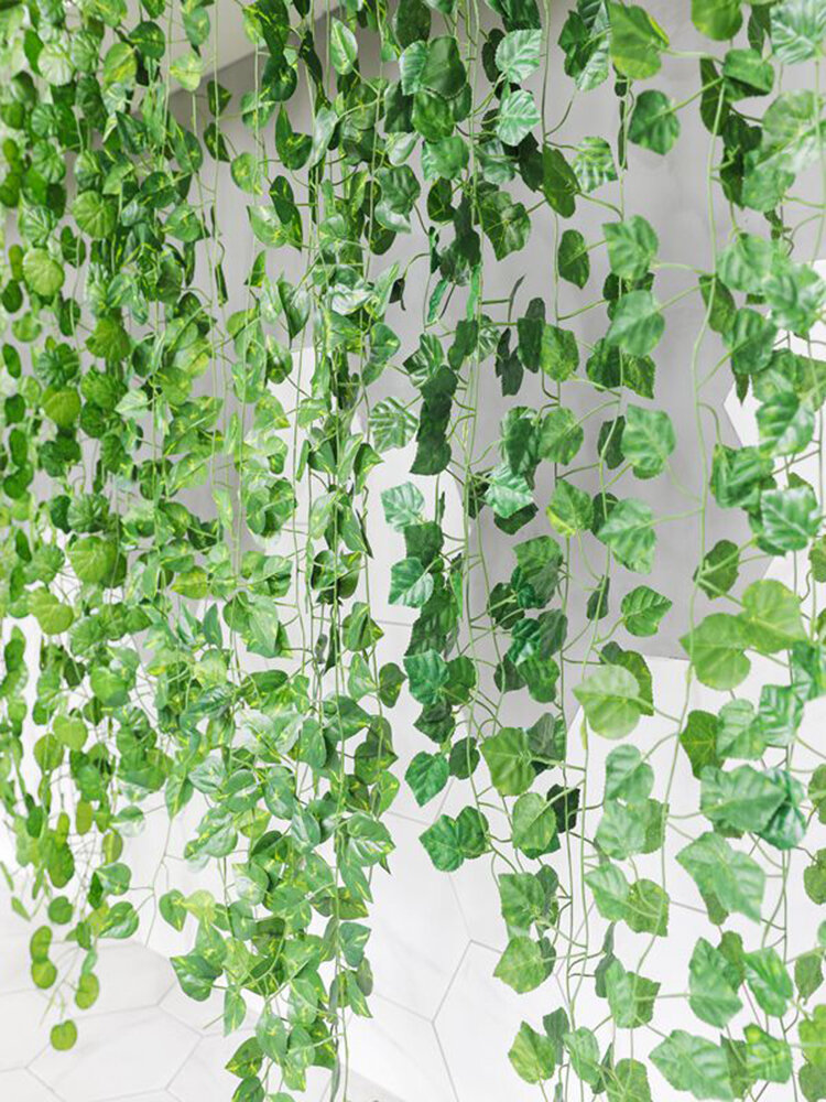 m Simulation Plant Wall Hanging Plastic Fake Artificial Plant Green Vines Rattans Garland Garden Home Wall Hotel Wedding Party Decor Newchic - Fake Plant Wall Decor Hanging