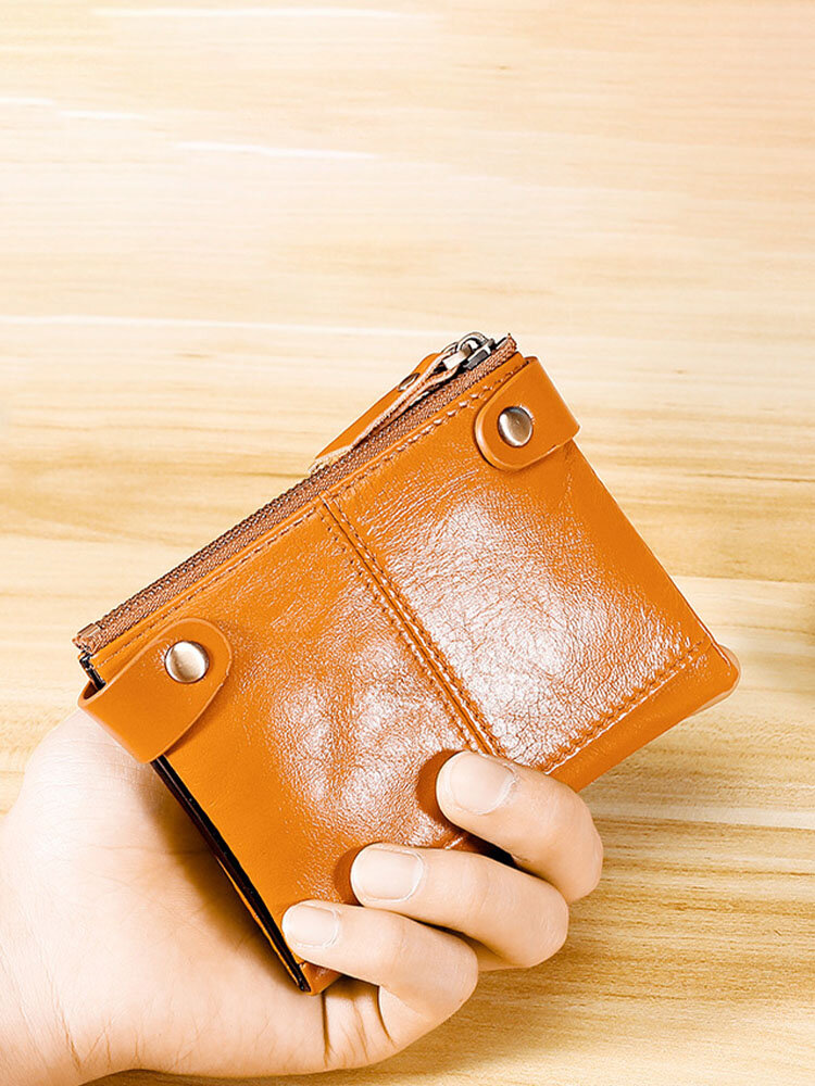 Vintage Genuine Leather RFID SIM Card Slot Multi-card Slots Card Holder Wallet