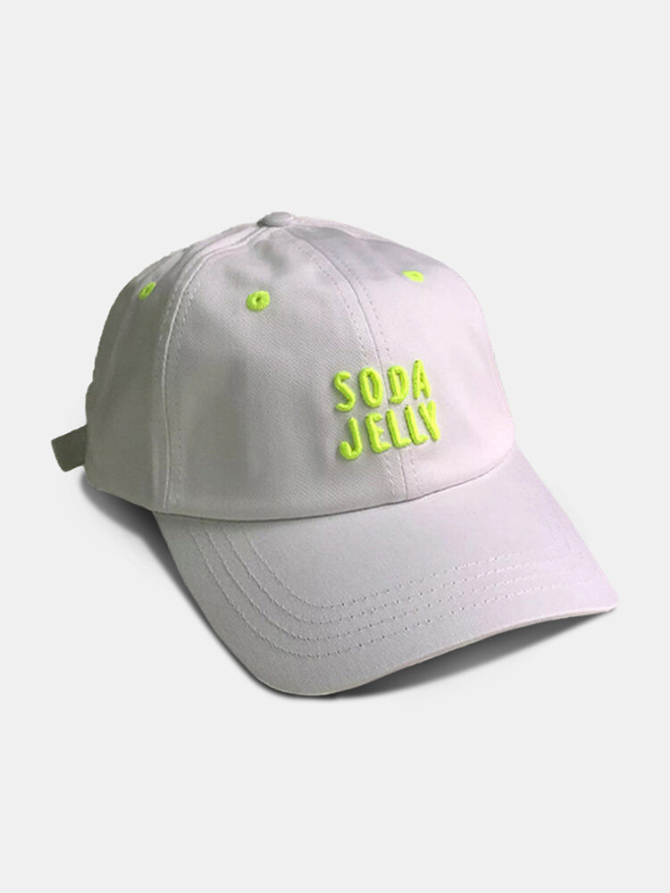 Unisex Cotton Solid Fluorescent Letters Embroidery Fashion Sunshade Soft Top Baseball Cap