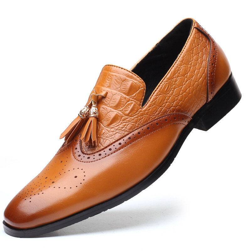 

Men Brogue Tassel Dress Loafers Slip On Formal Shoes, Black;brown;yellow