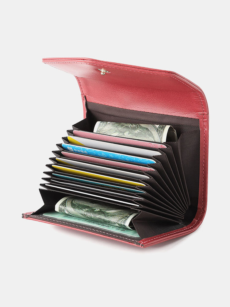 Women Vintage Genuine Leather RFID Multi-Slots Wallet Purse