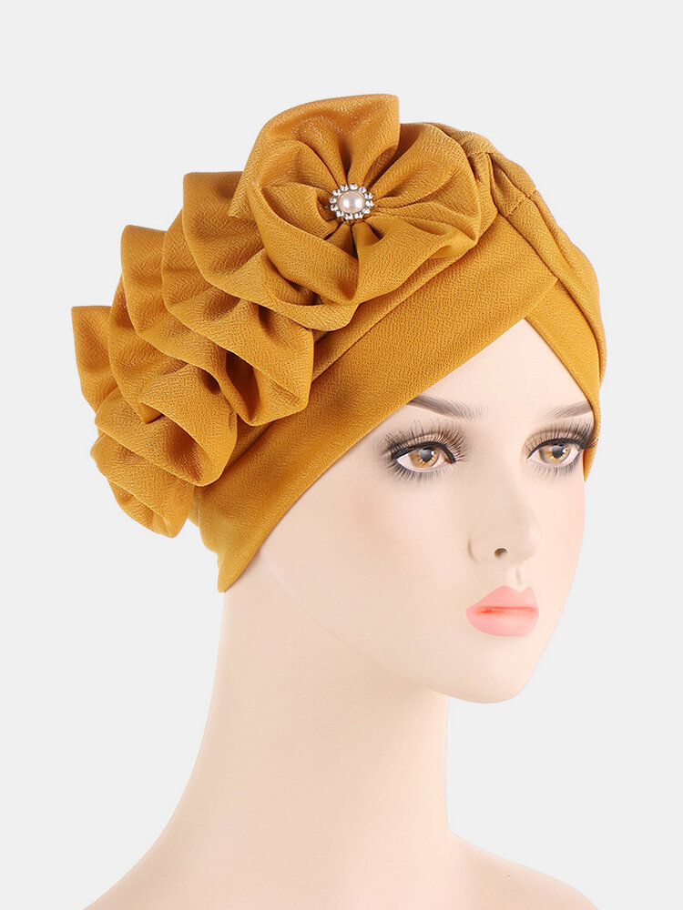 Women Cotton Multi Color Solid Casual Sunshade Floral Decor Baotou Hats Beanie Hats
