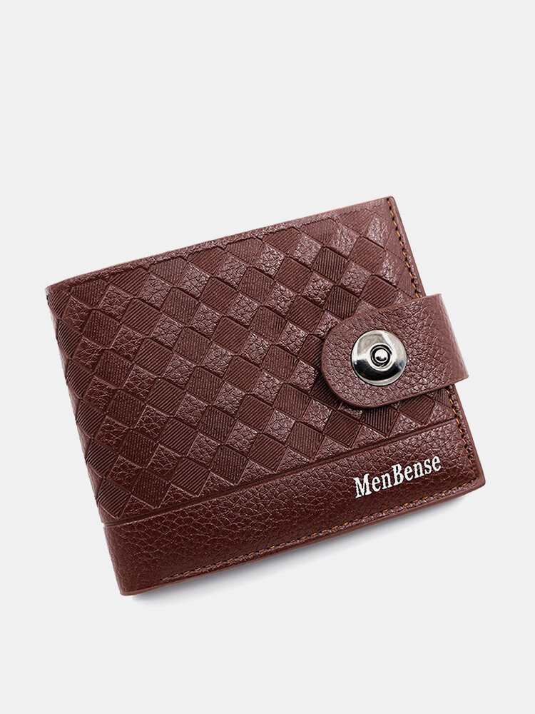 Men Artificial Leather Vintage Magnetic Closure Slim Purse Large Capacity Mini Wallet