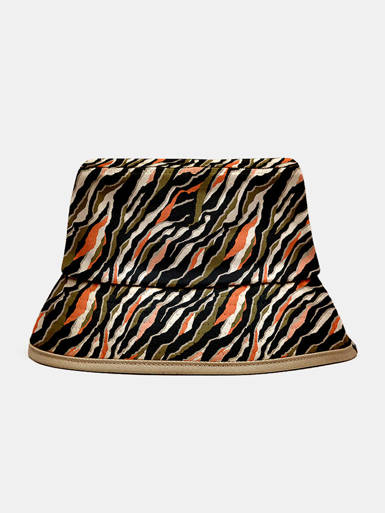 Unisex Polyester Cotton Overlay Colorful Irregular Stripe Pattern Fashion Bucket Hat