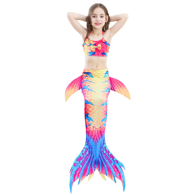 3Pcs Mermaid Tail Swimwear Bikini Bathing Suit Costume Swimsuit For Girls 4Y-13Y