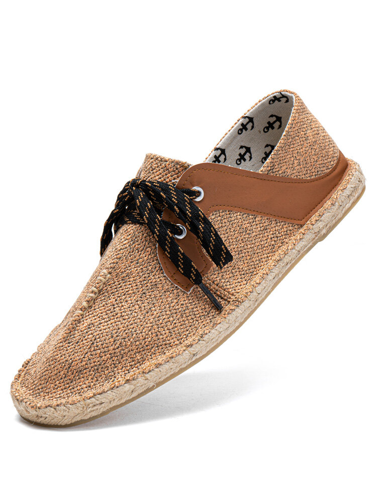 Men Breathable Walking Casual Flats Lace Up Softy Espadrilles Shoes