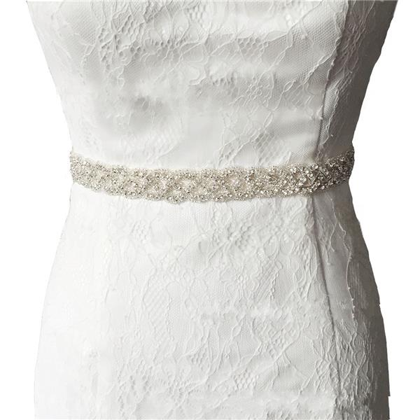 Argent perle blanche strass strass mariée ceinture écharpe vintage mariage bead 5AV 