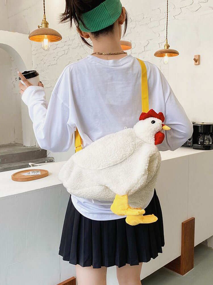Women Dacron Cute Chicken Plush Crossbody Bag Shoulder Bag