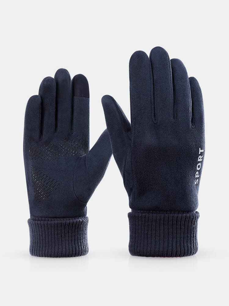 Men Touch Screen Non-slip Warm Suede Full-finger Gloves Fitness Tactical Driving Skiing Gloves