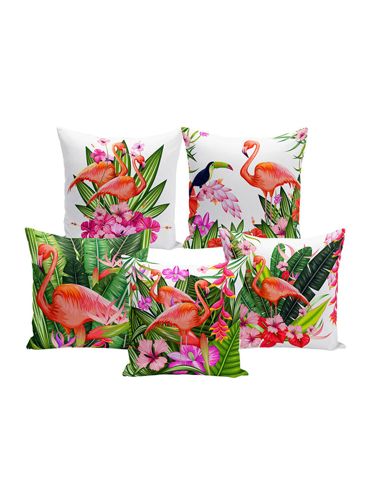 Capa de almofada de aquarela Flamingo em tecido para casa Capa de almofada de modelo Travesseiro de quarto de modelo