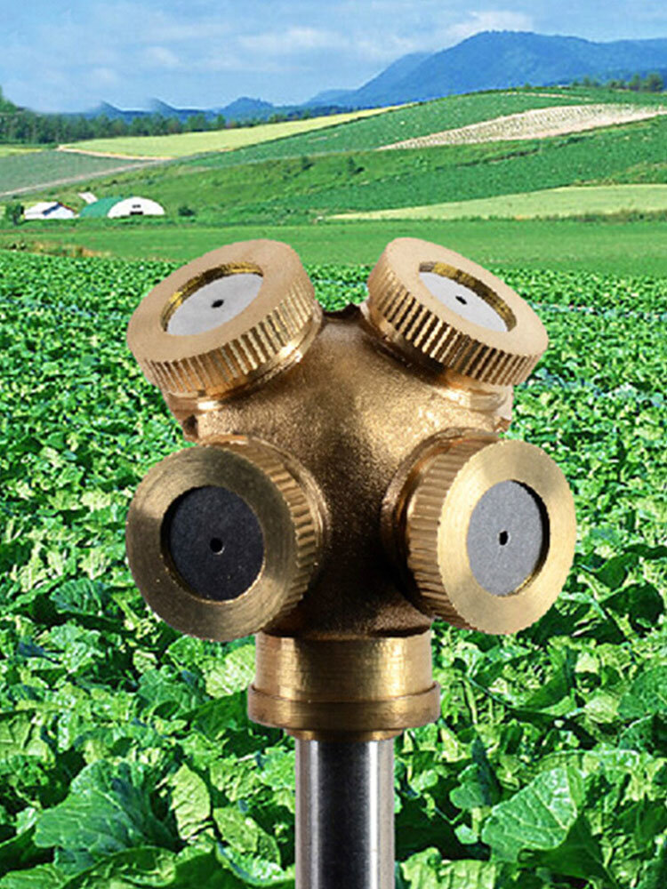 

1 PC All Copper Four-head Agricultural Atomization Nozzle Sprayer Lawn Garden Sprinkler Irrigation Gardening Cooling Noz