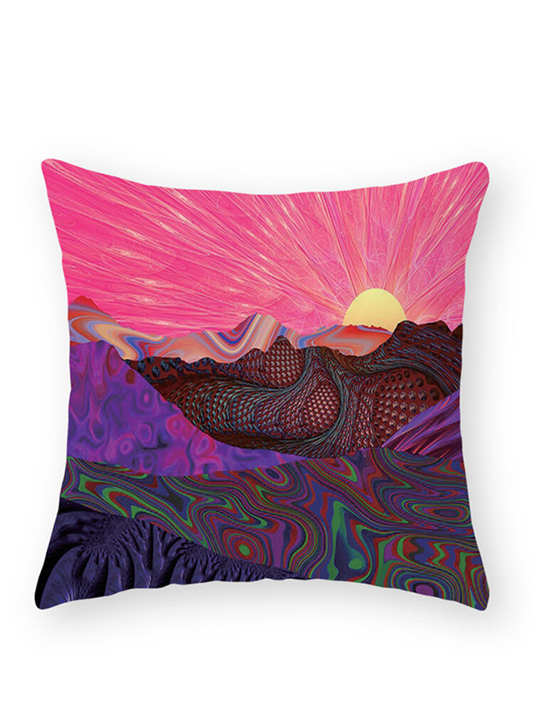 Fodere per cuscini in lino con paesaggio astratto e tramonto moderno Decorazioni per la casa