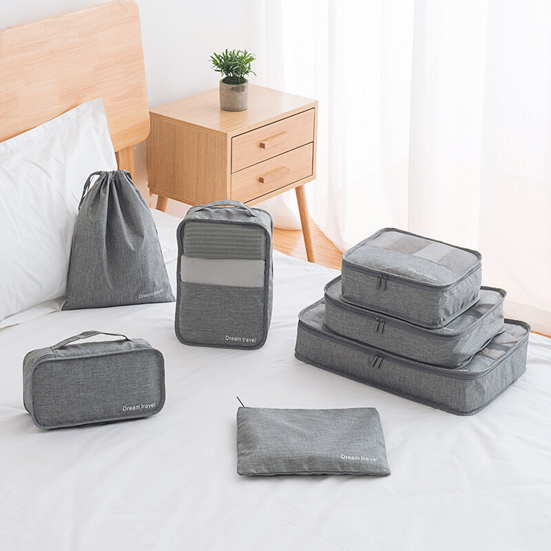 

7Pcs Suitcase Sorting Bag Waterproof Bag Travel Clothes Storage Bag, Green;black;navy blue;orange