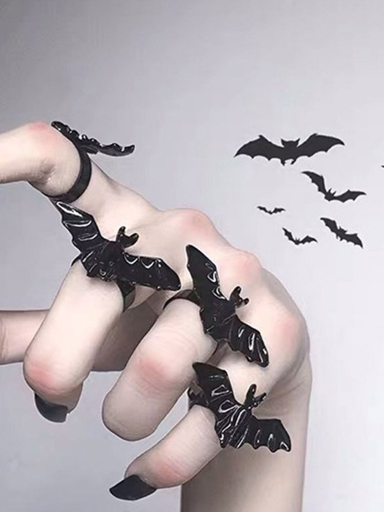 Anel de liga ajustável de abertura em formato de morcego da moda para Halloween