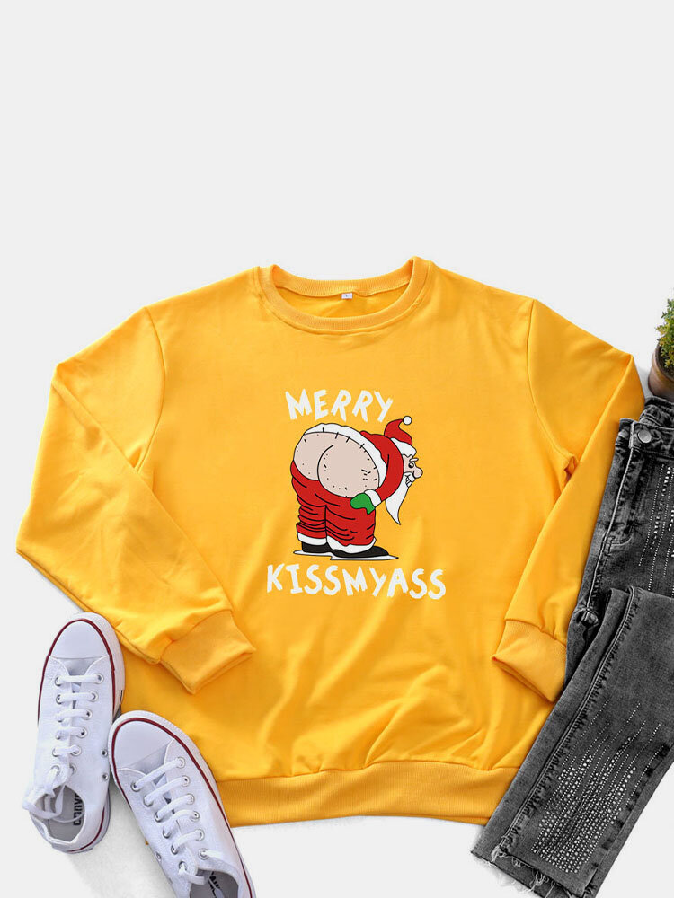 Cartoon Santa Claus Christmas Long Sleeve Sweatshirt
