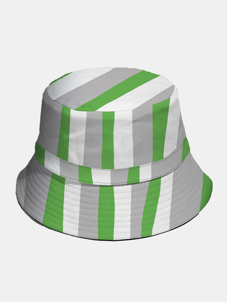 

Unisex Vertical Stripes Bucket Hat, Green