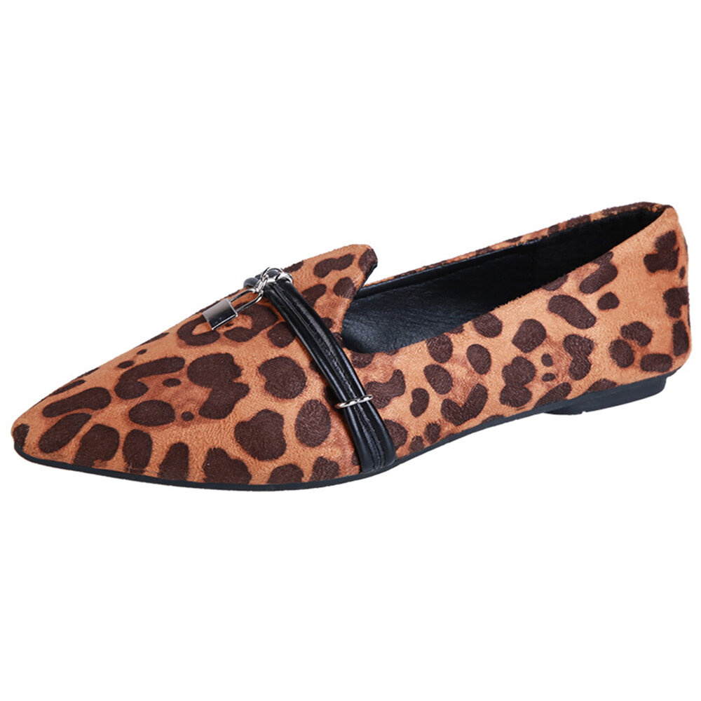 Leopard Pointed Toe Slip On Flats