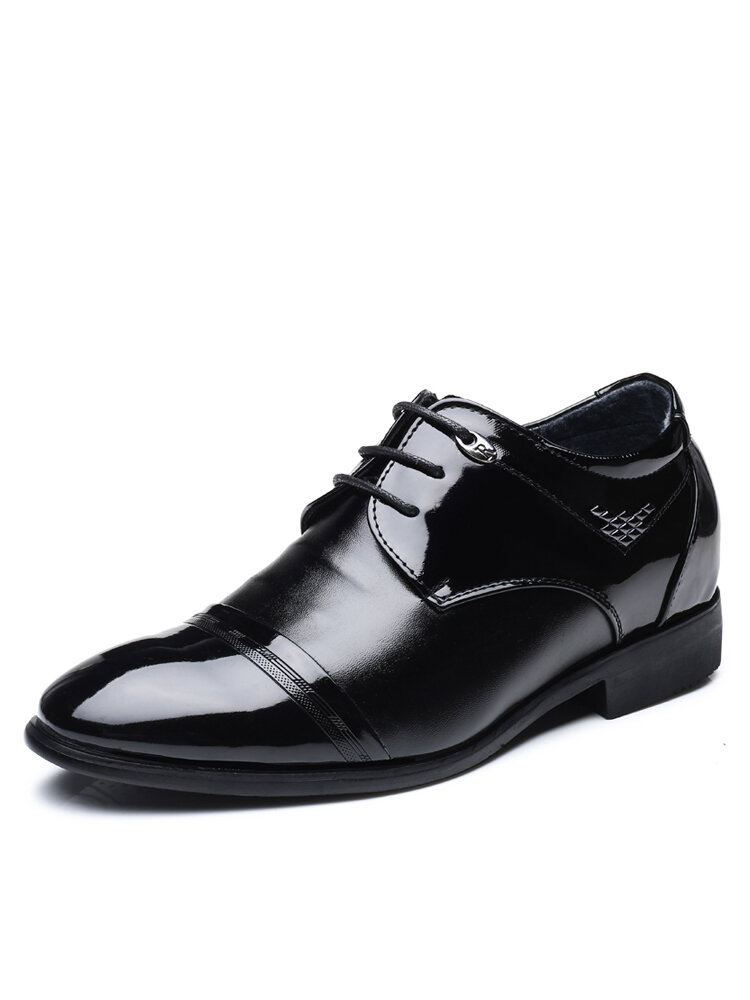 

Men Brief Patent Leather Pointed Toe Lace-up Hard Wearing Loafers Shoes, Black