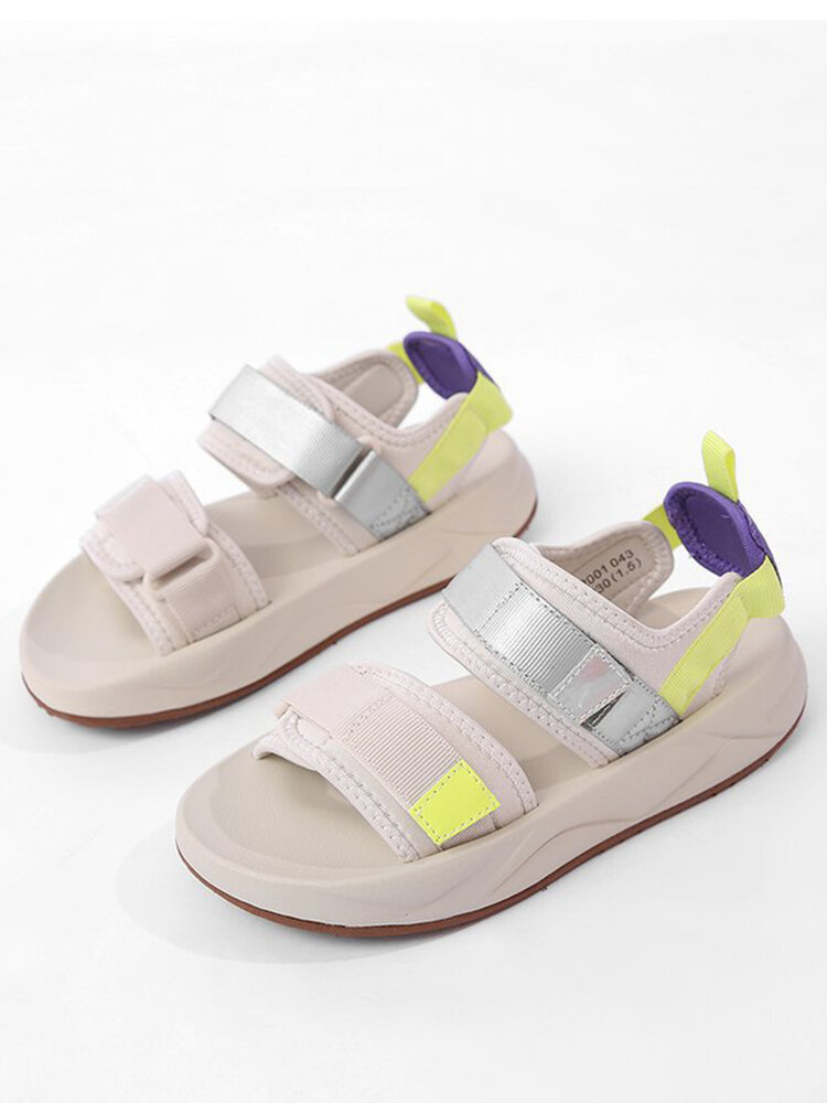 Women Summer Vacation Casual Comfy Hook & Loop Platform Sport Sandals