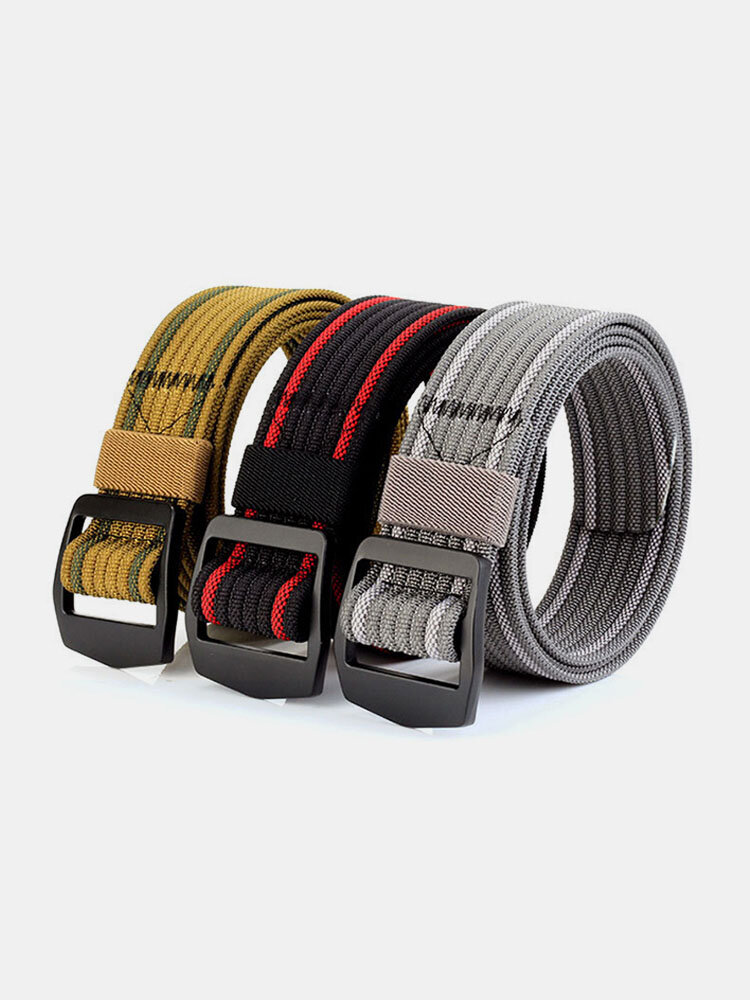 Mens Long Weave Canvas Elasticity Belt Outdoor Slider Buckle Durable Adjustable Ring Belt