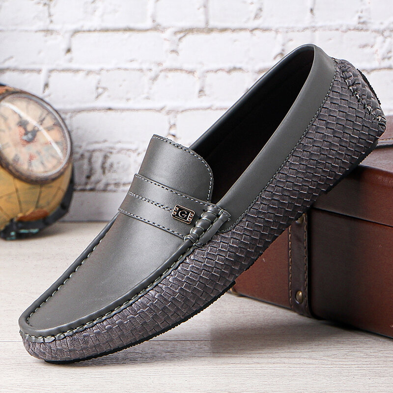 

Menico Men Microfiber Leather Splicing Soft Sole Loafers Casual Slip On Flats, Black;grey