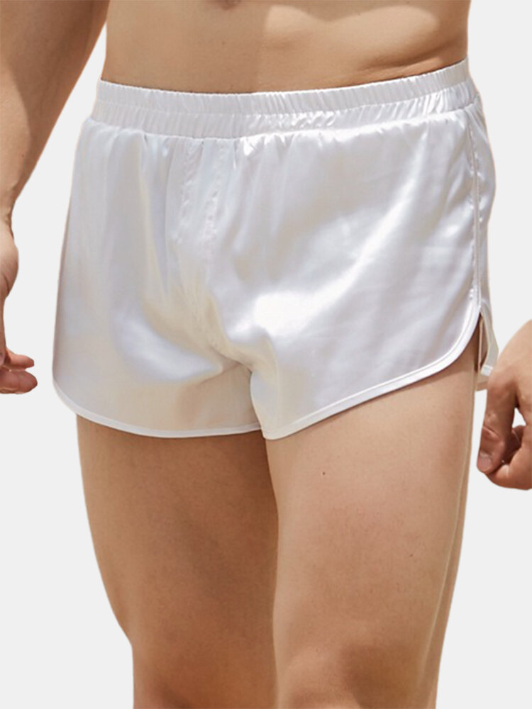 Men Faux Silk Comfortable Casual Home Pants Loose Plus Size Mini Arrow Underwear Shorts