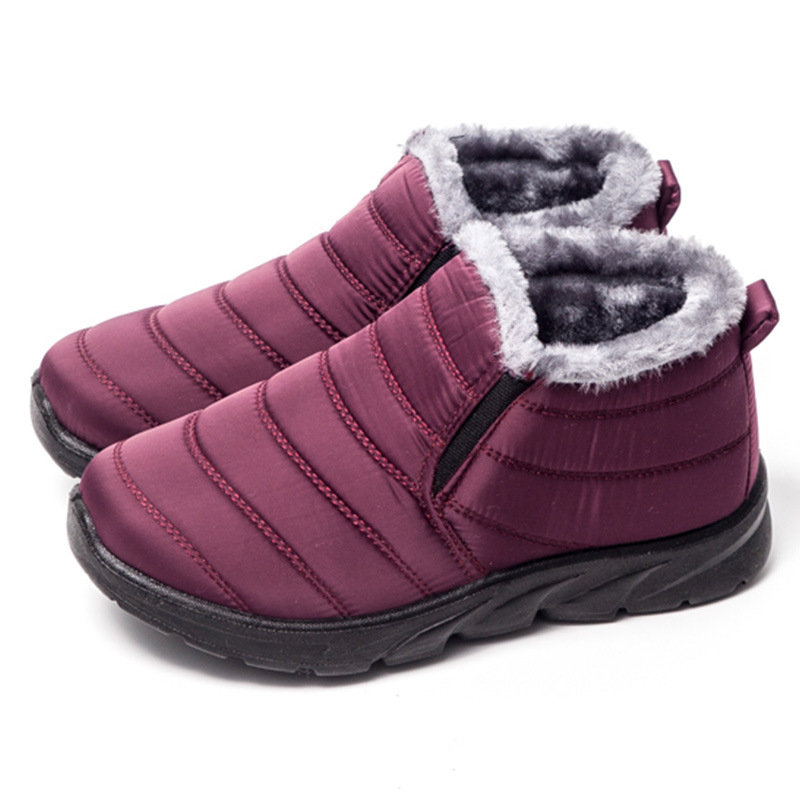 LOSTISY Waterproof Warm Lining Casual Winter Snow Slip On Ankle Boots