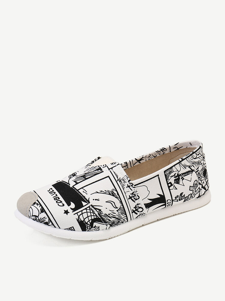 Women Canvas Pattern Casual Flat Shoes