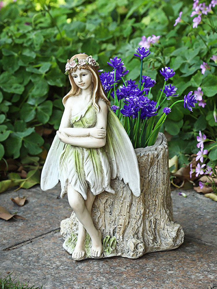 

1 PC Resin Garden Elf Stylish Outdoor Flowerpot Goddess Girl Head Vase Statues Succulent Plants Flower Pot Fairy Vase Ha