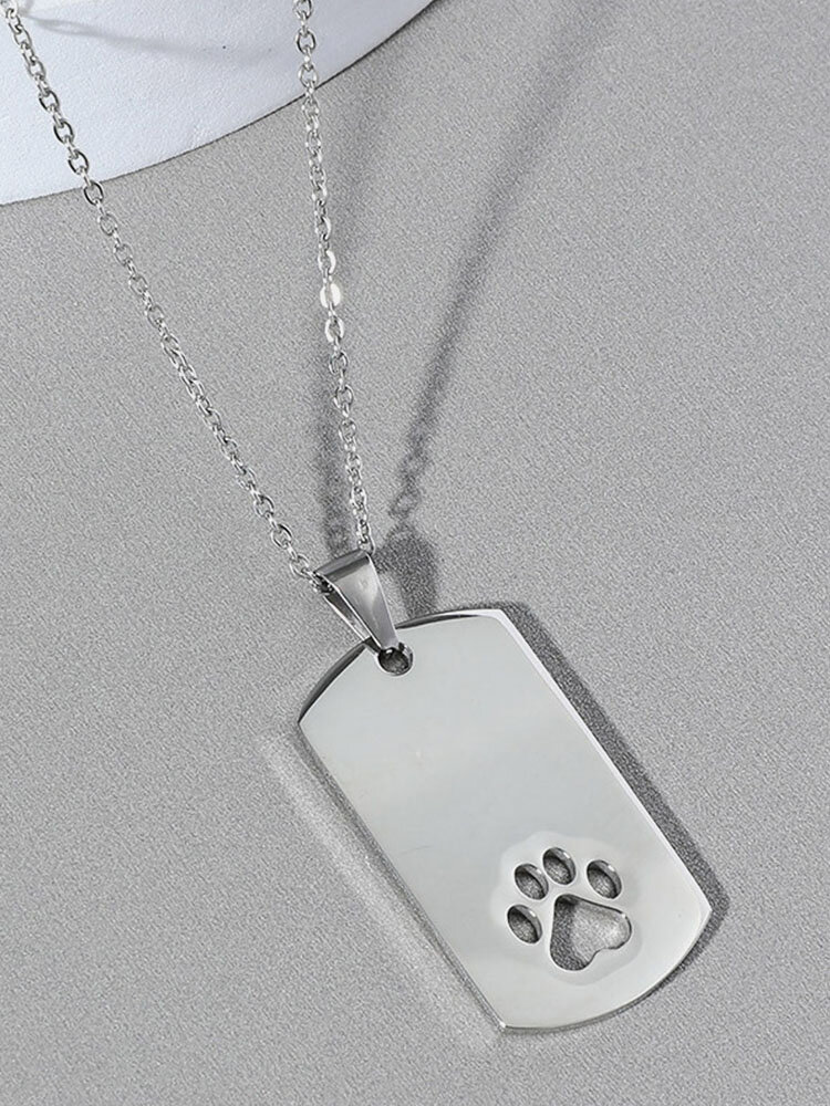 1 PC Casual Trend Cartoon Cat Claw Pattern Titanium Steel Military Brand Pendant Necklace