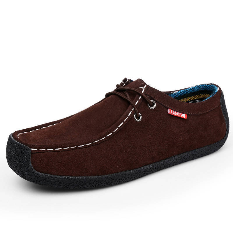 Men Suede Snail Lace Up Casual Loafers