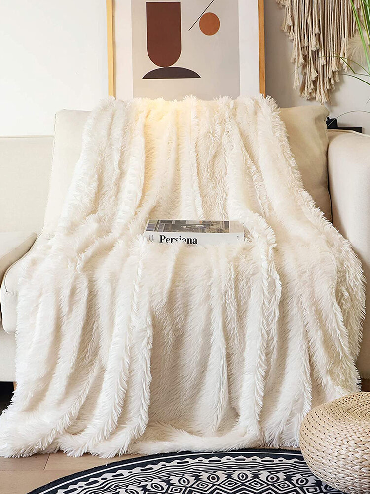 Cobertor decorativo extra Soft de peles artificiais reversível felpudo leve longo Cabelo