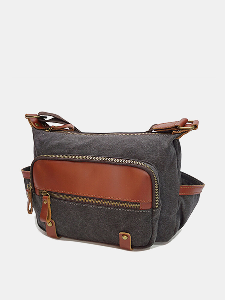 Ekphero Genuine Leather Shoulder Bags Front Pockets Crossbody Bags Vintage Messenger Bags