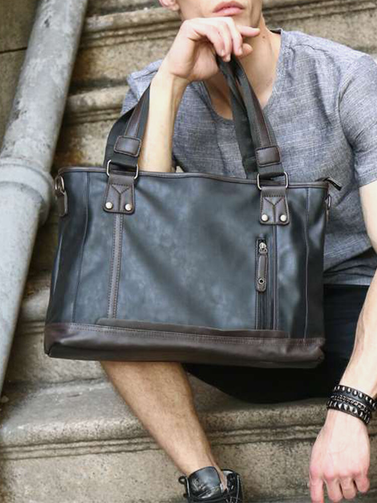 Menico Men's PU Leather Fashion Trend Men's Handbag Shoulder Bag Casual Messenger Bag Briefcase Computer Bag
