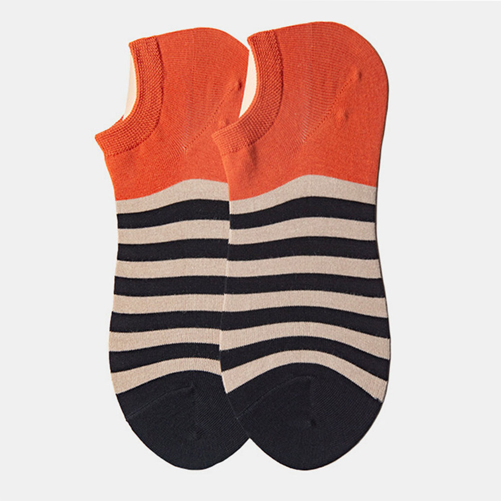 

Socks Men's Tide Socks Stripes Shallow Mouth Cotton Sweat-Absorbent Sports Street Tide Socks Four Seasons, Yellow;orange;khaki;coffee;green;blue