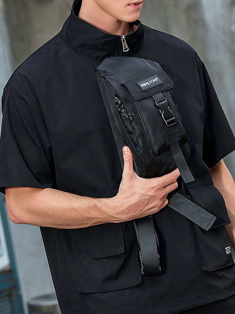 Men Oxford Casual Multi-Carry Lightweight Black Crossbody Bag Sling Bag