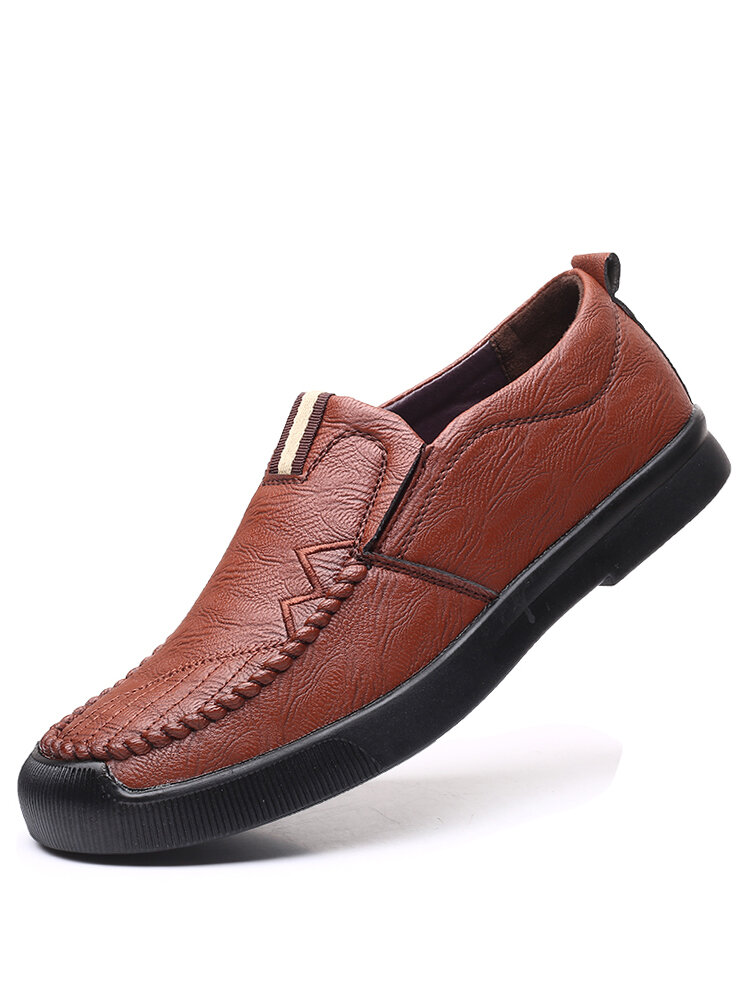 Men Breathable Round Toe Business Casual Shoes Slip On Driving Loafers