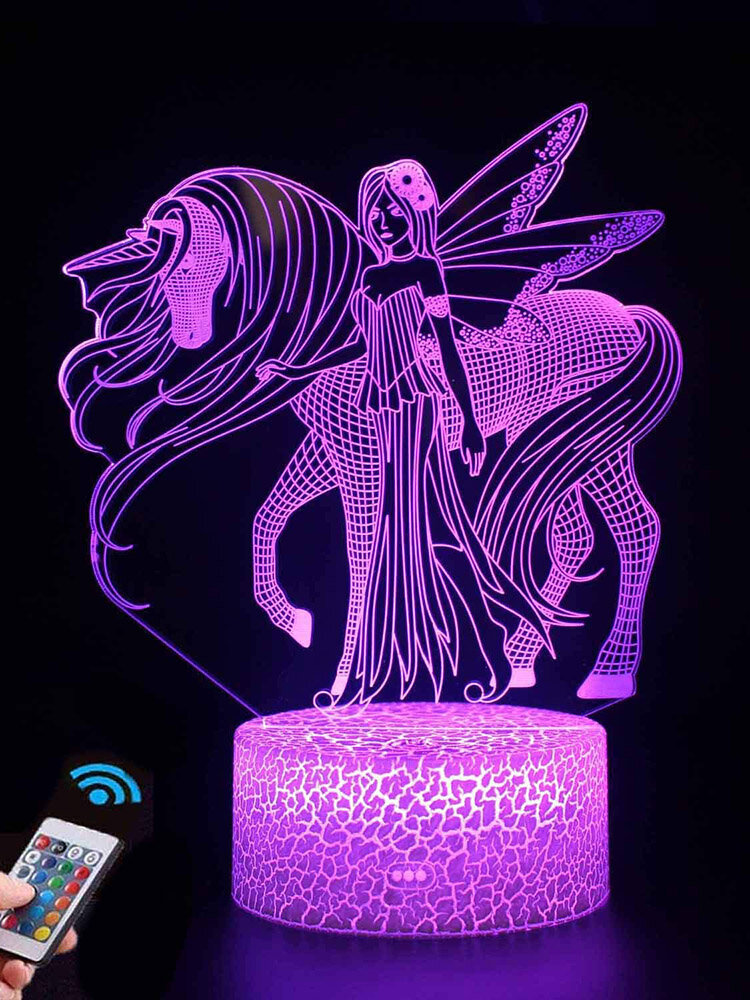 

1 PC 3D Unicorn NightLight LED Optical Illusion Lamps Remote Smart Table Lamp 16 Colors Decor Luminaria Lampara Girls Xm