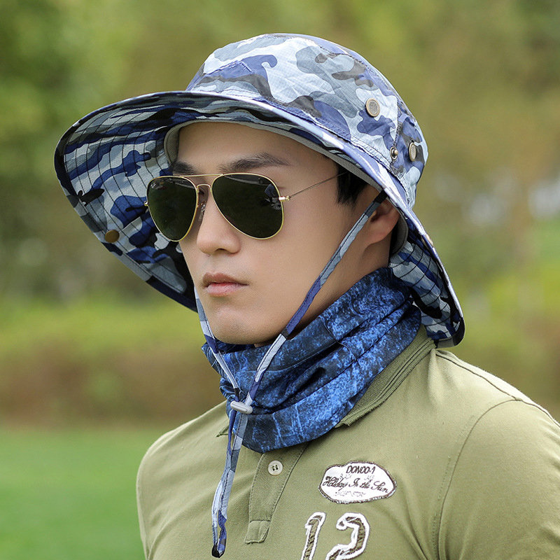 

Mans' Leisure Breathable Fisherman Caps Wide Brim Bucket Sun Hats Spring Summer, Black;khaki;camouflage grey;camouflage blue