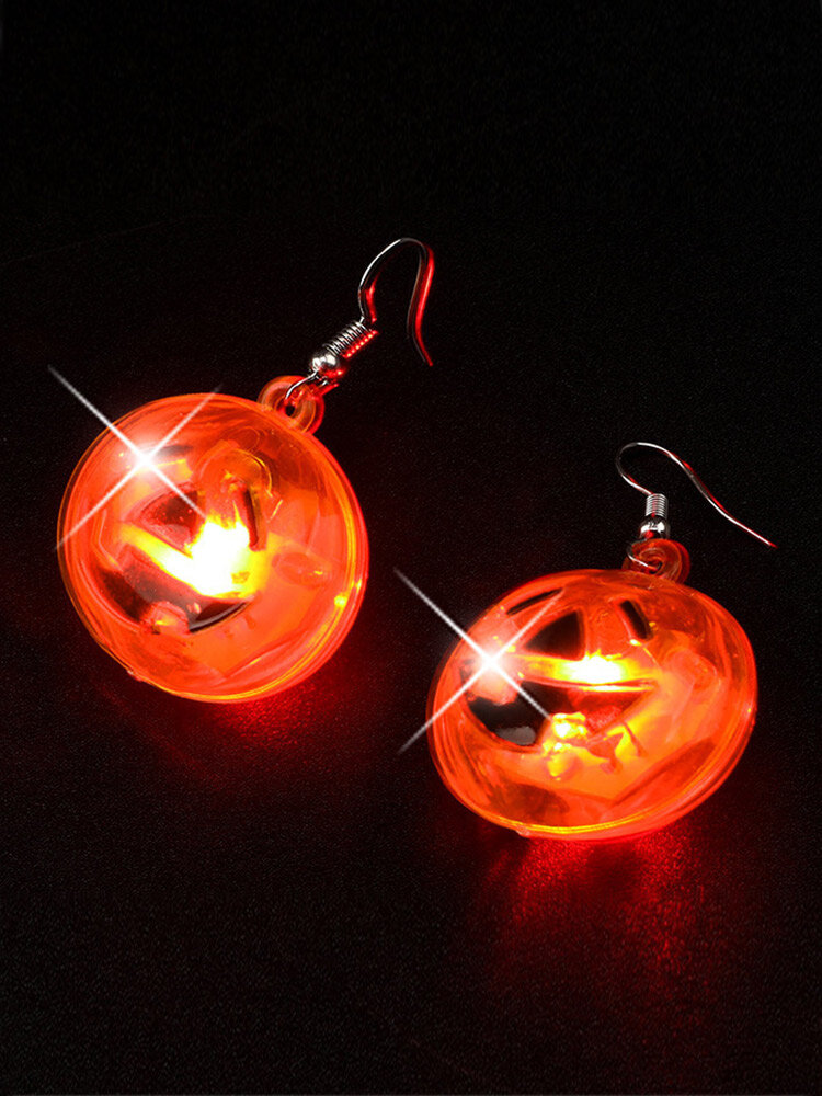 Halloween LED Light Pumpkin-shape Alloy Acrylic Earrings