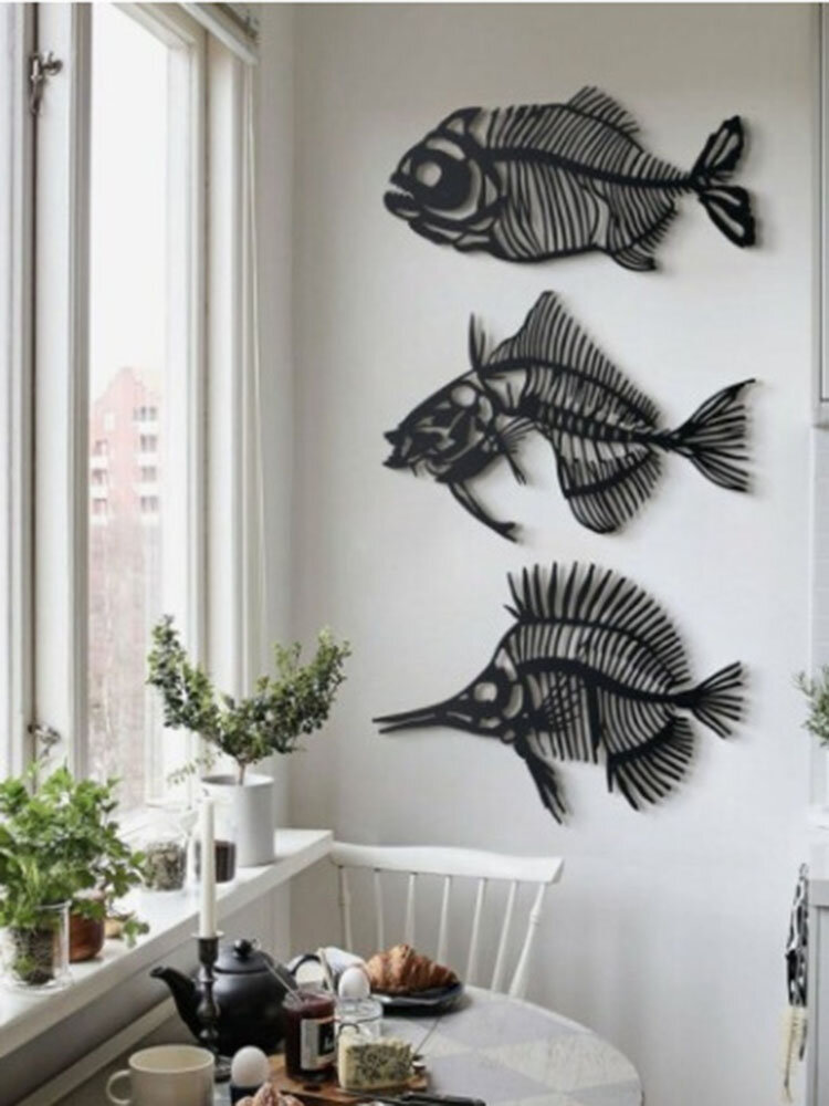 

1 PC Modern Fish Bone Wall Decoration Metal Silhouette Animal Ornament Practical Realistic Marine Element For Home