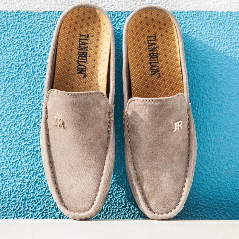 mens leather backless loafers