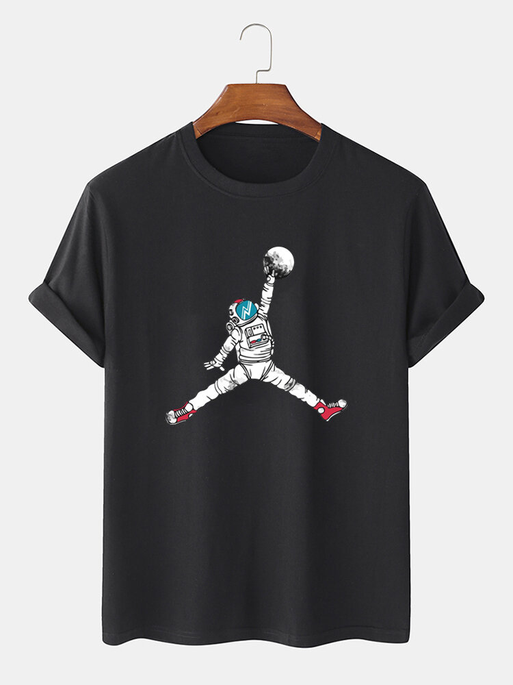 Mens Astronaut Graphic Short Sleeve Basic Tees T-shirts