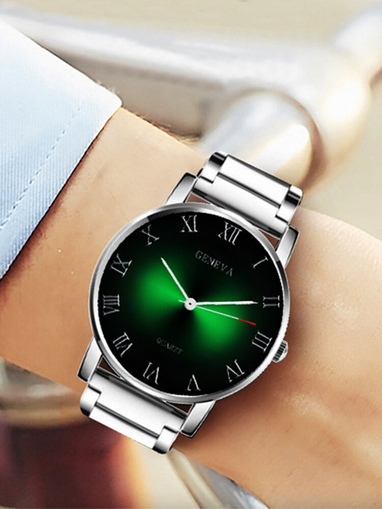 Jassy 16 Colori Acciaio Inossidabile Business Casual Romano Scala Gradiente di Colore Quarzo Watch