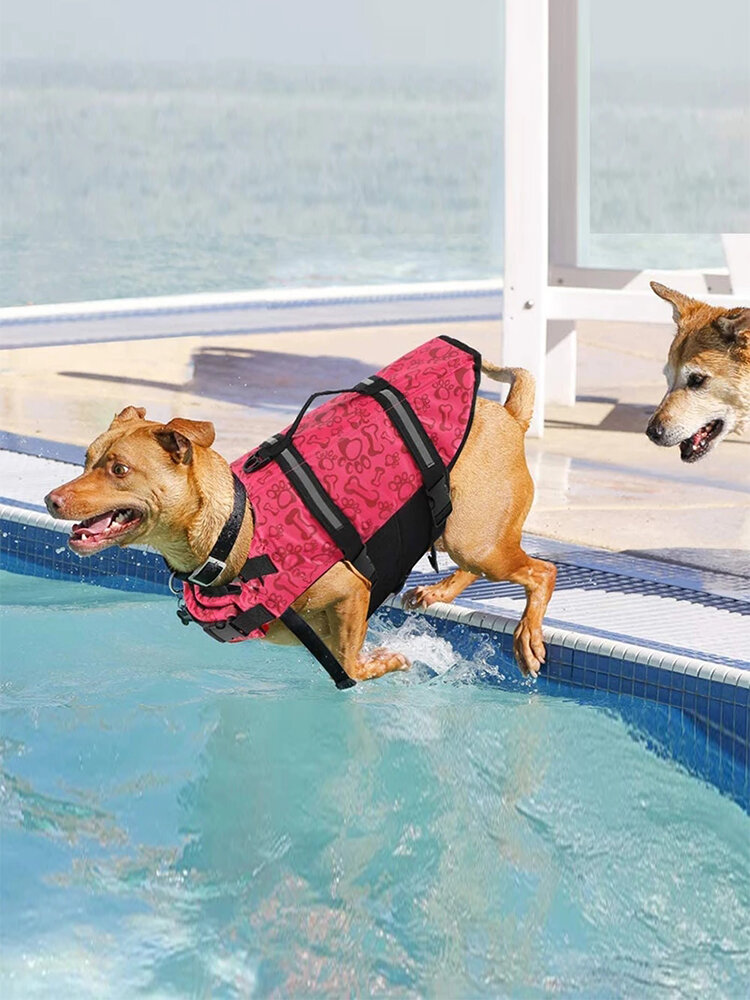 L Size Pet Dog Puppy Life Jacket Swimming Reflective Preserver Float Vest Saver