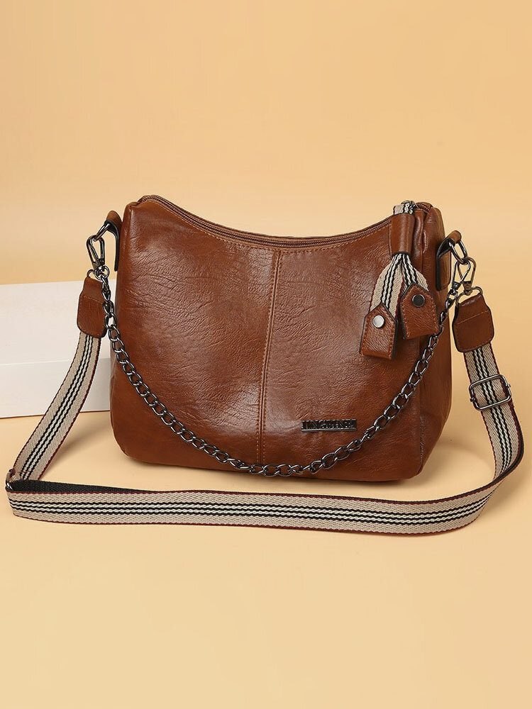 Women Vintage PU Leather Multi-Layers Crossbody Bag Shoulder Bag