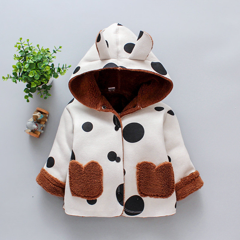 

Girls Thicken Faux Chamois Leather Winter Coat For 1Y-7Y, Chocolate;white